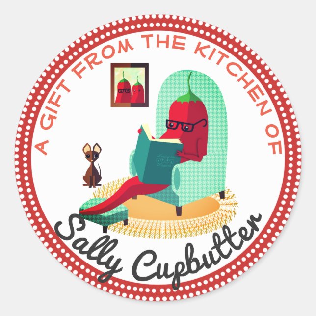 Redondo Salsa-pimenta-chili da cozinha do adesivo (Frente)