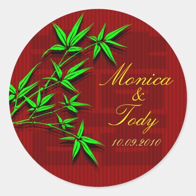 Redondo Salve a data do adesivo de casamento chinês de bam (Frente)