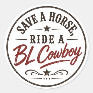 Redondo Salve Um Cavalo Monte um Cowboy BL Adesivo