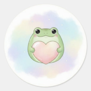Redondo Sapo de Amor Mínimo Adesivo Sapo Fofo Segurando Co