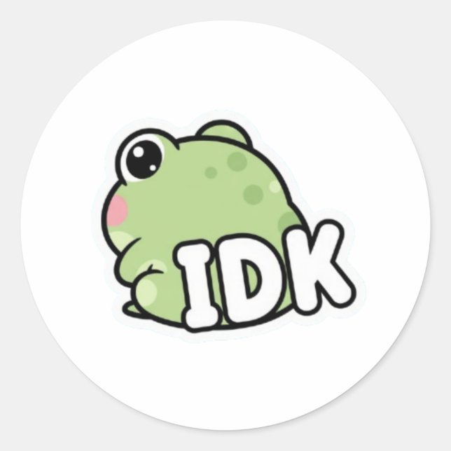 Redondo Sapo IDK Adesivo Fofo Sapo Ignorando Meme Minimal  (Frente)