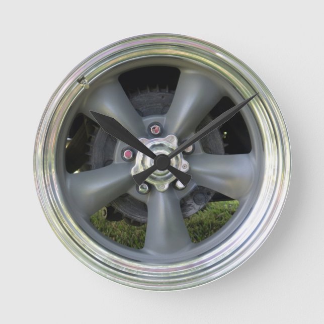 Redondo Satin Termine Cinco Relógio De Roda Falsa (Frente)