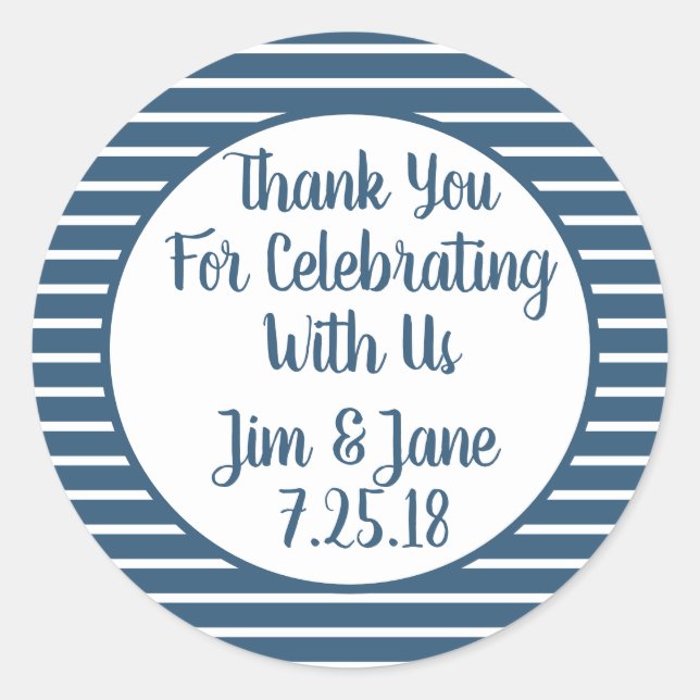 Redondo Seersucker Agradece-Lhe O Adesivo Personalizável (Frente)