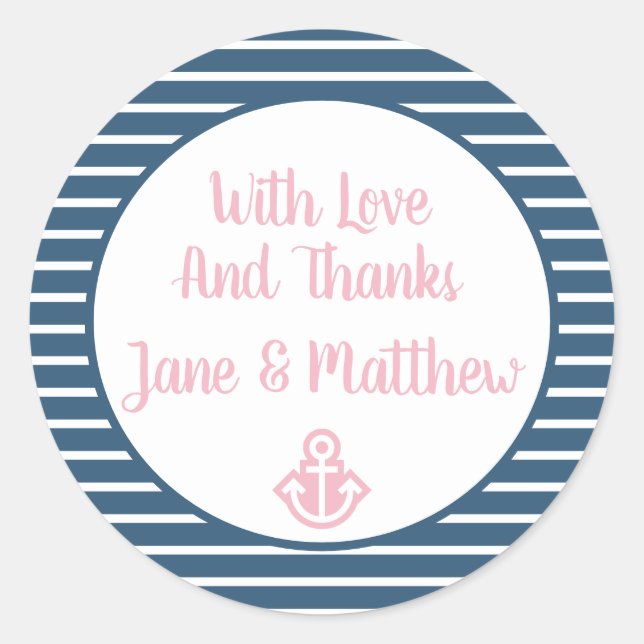 Redondo Seersucker Agradece-Lhe O Adesivo Personalizável (Frente)