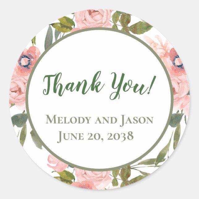 Redondo Selo Adesivo Tema Rosa Pink (Frente)