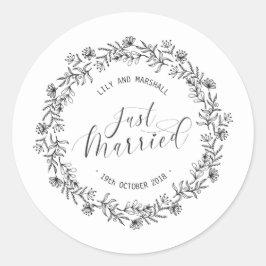 Redondo Selo de Adesivo Floral Personalizado Casamento