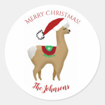 Selo de Envelope Adesivo de Natal de Alpaca Redond