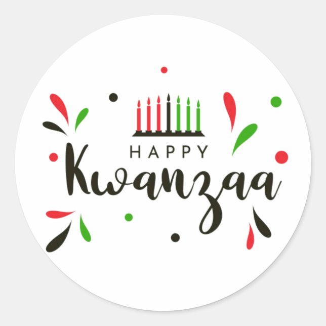 Redondo Selo de Envelope Adesivo Feliz Kwanzaa (Frente)