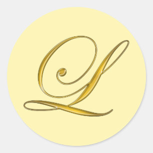 Redondo Selo de Envelope em L Monograma Dourado Adesivo Et