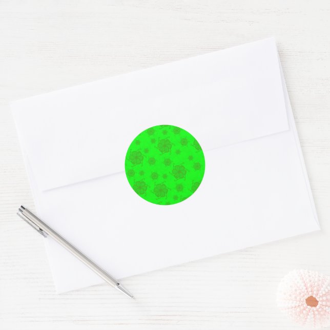 Redondo Selos de Adesivo Monocromático FTF em Verde (Envelope)