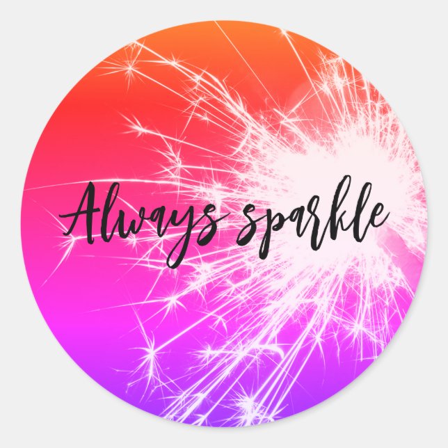 Redondo sempre acender o adesivo com cintilação (Frente)