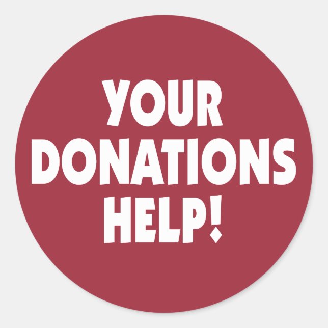 Redondo Seu adesivo de Ajuda de Doações (Frente)