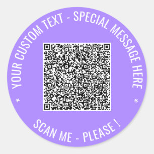 Redondo Seu Adesivo de Código QR com Texto e Cor Personali