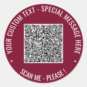 Redondo Seu adesivo de código QR e texto personalizado Esc