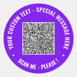 Redondo Seu código QR e seu adesivo de texto personalizado