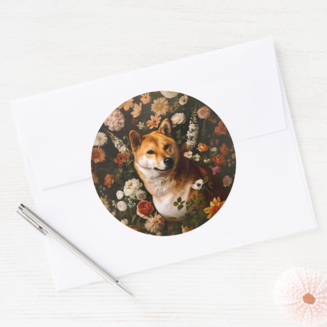 Redondo Shibu Inu Clássico - Adesivo (Envelope)