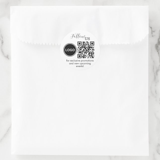 Redondo Siga-nos com o adesivo de pacote de código QR Roun (Bolsa)