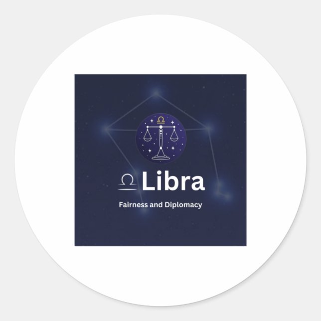 Redondo Símbolo Libra Zodíaco Adesivo (Frente)