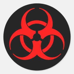 Redondo Símbolo Red Biohazard Adesivo