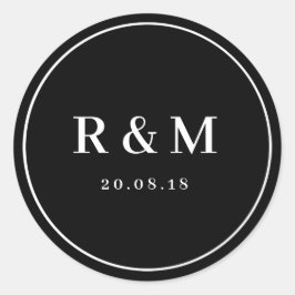 Redondo Simples adesivo de casamento preto e branco