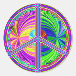 Redondo Sinal de Paz (trippy-hippie) adesivo