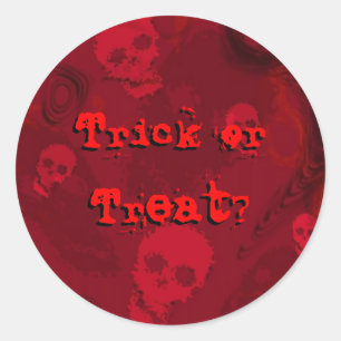 Redondo Skull Specters Vermelho 'Trick or Tratat? adesivo