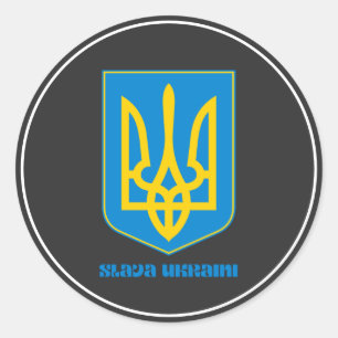 Redondo Slava Ucraniano Shield Blue Clássico, Adesivo red