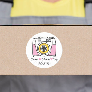 Redondo Snap & Share Obrigado adesivo para mídia social pa