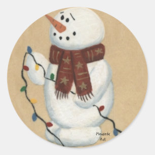 Redondo Snowman com adesivo à luz