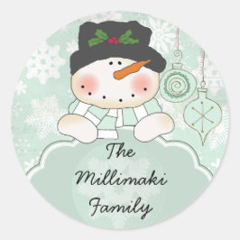 Redondo Snowman Deixe-o Neve Personalizar o Adesivo Redond