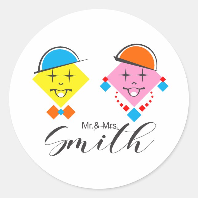 Redondo Sticker / Adesivo Mr. & Mrs. Smith (Frente)