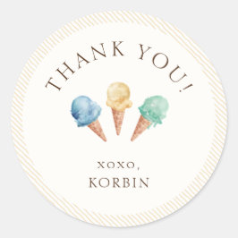 Redondo Tema do sorvete Obrigado Clássico Do Adesivo Redon