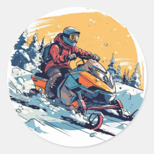 Redondo Tema Snowmobile com o adesivo Sunset Birthday