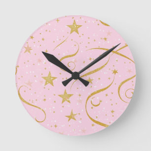 Redondo Tempo estelar - Relógio Digital Star rosa e Dourad