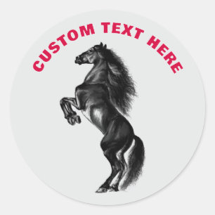 Redondo Texto e cor personalizados do adesivo de cavalos s