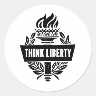 Redondo Think Liberty - Logotipo de tocha - Adesivo branco
