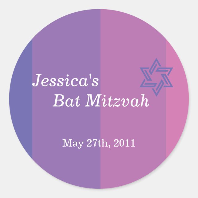Redondo Tonal Purple Bat Mitzvah adesivo (Frente)
