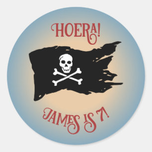 Redondo Tratamento Bandeira Pirata Adesivo – Areia & Azul
