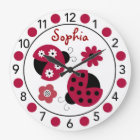 Trendy Red Ladybug Relógio Personalizado de Parede