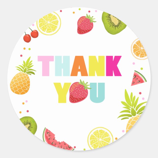 Redondo Tutti frutti Envelope adesivo de selo Obrigado eti (Frente)