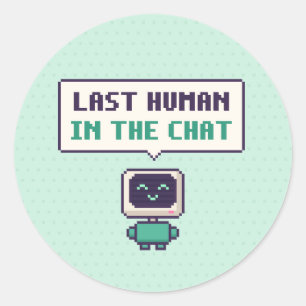 Redondo Último Humano No Chat Adesivo de Pixel de IA Diver