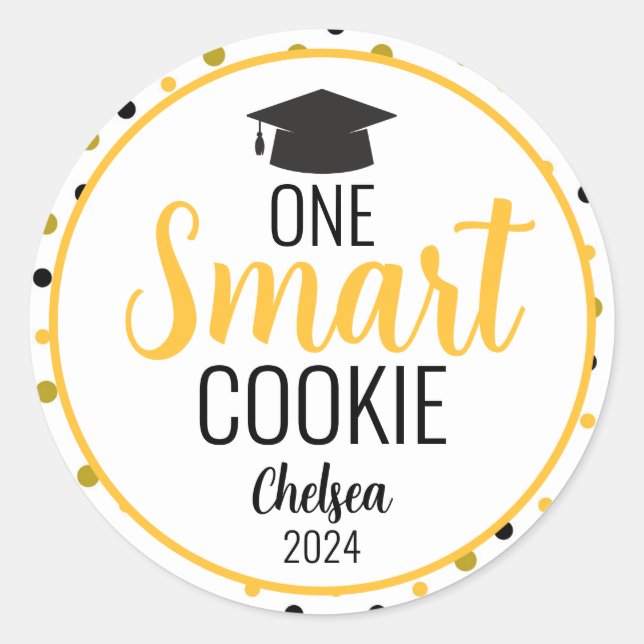 Redondo Um adesivo de graduação Smart Cookie (Frente)