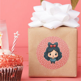 Redondo Um adesivo de menina bonito