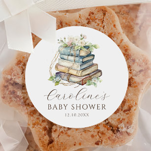 Redondo Um Novo Capítulo Começa Livros Baby Shower Adesivo