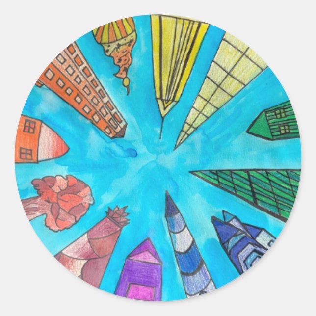 Redondo Uma dica do adesivo Z "Rainbow City" (Frente)