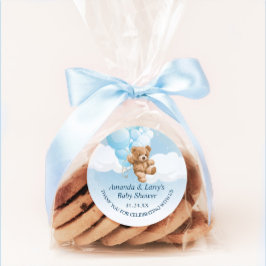 Redondo Urso de Teddy Azul com Adesivo de Balões