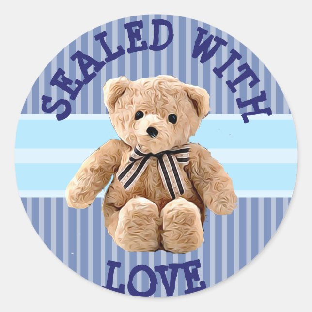 Redondo Urso de Teddy selado com adesivo de amor (Frente)