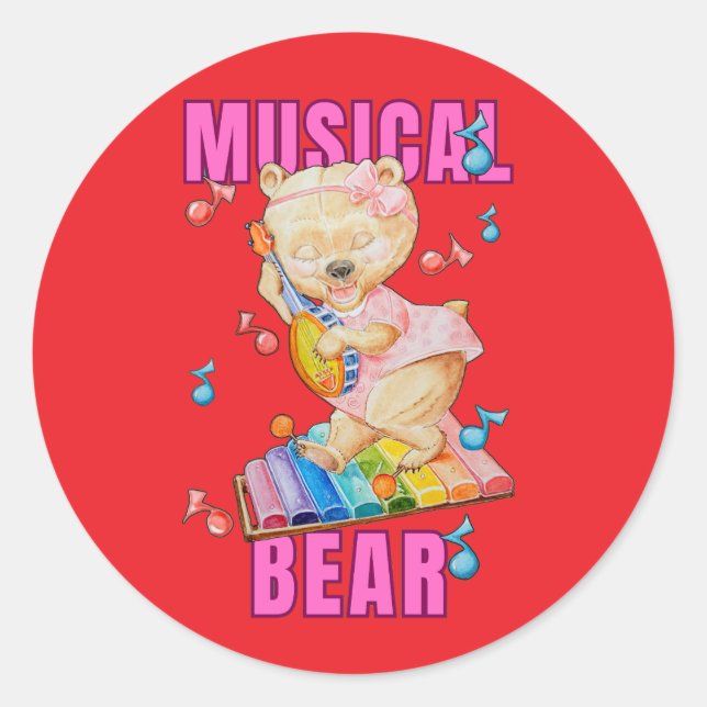Redondo Urso Musical Adesivo (Frente)