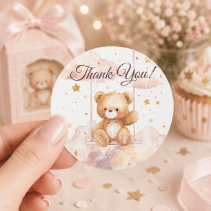 Redondo Urso Teddy Adorável – Adesivo de Agradecimento