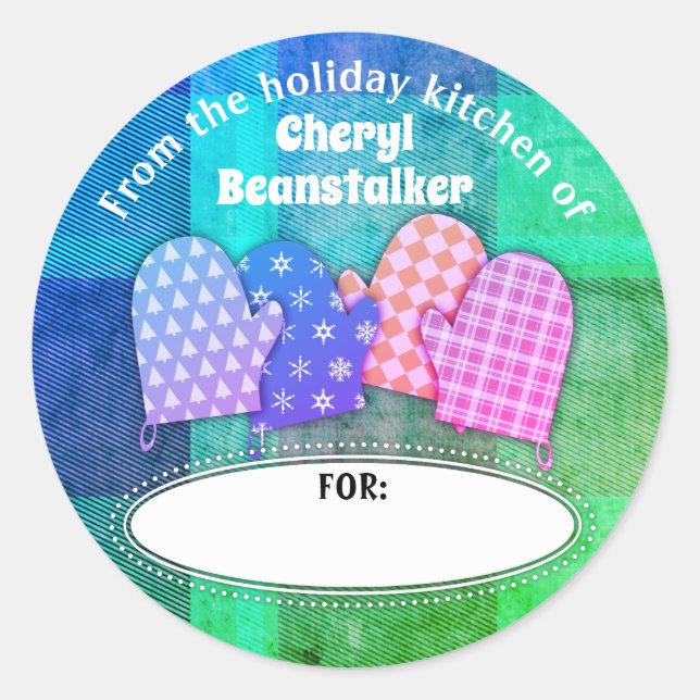 Redondo Vassouras de Natal da cozinha do adesivo (Frente)